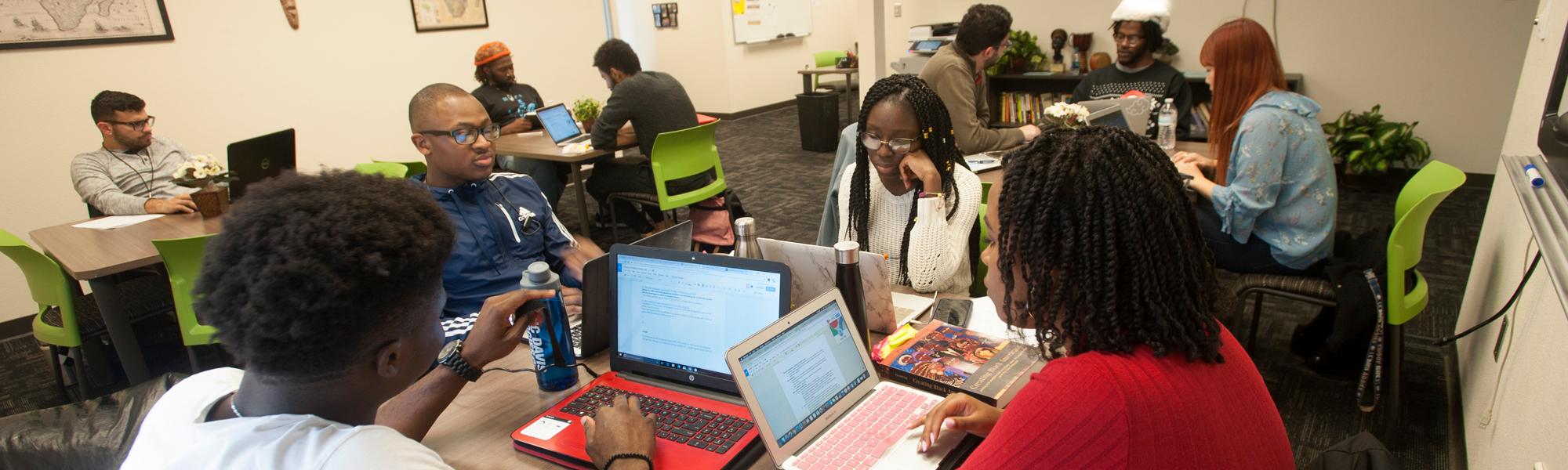 Students studying at the Center for African Diaspora Student Success